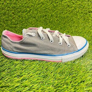 Converse All Star Double Tongue Girls Size 3Y Gray Pink Athletic Shoes Sneakers